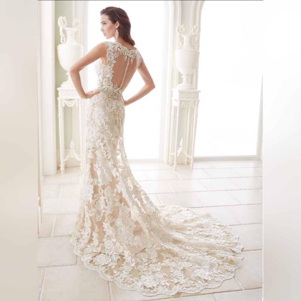 Sophia Tolli Y21656 - Fellini Ivory & Maple Sample Gown NWT - Picture 3 of 14